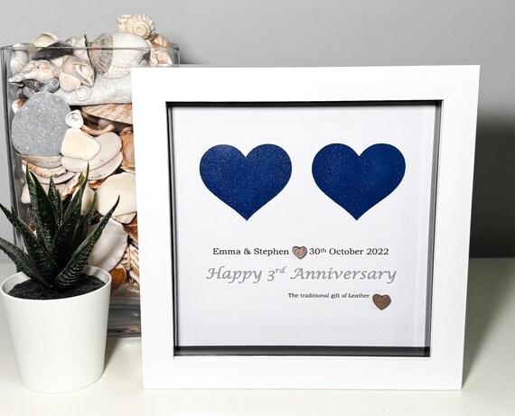 3rd Wedding Anniversary Gift - Traditional Leather Heart Frame