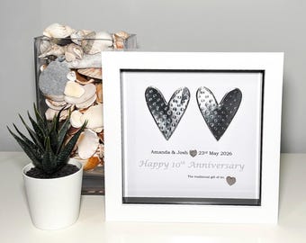 10th Wedding Anniversary Gift - Personalised Traditional Tin Heart