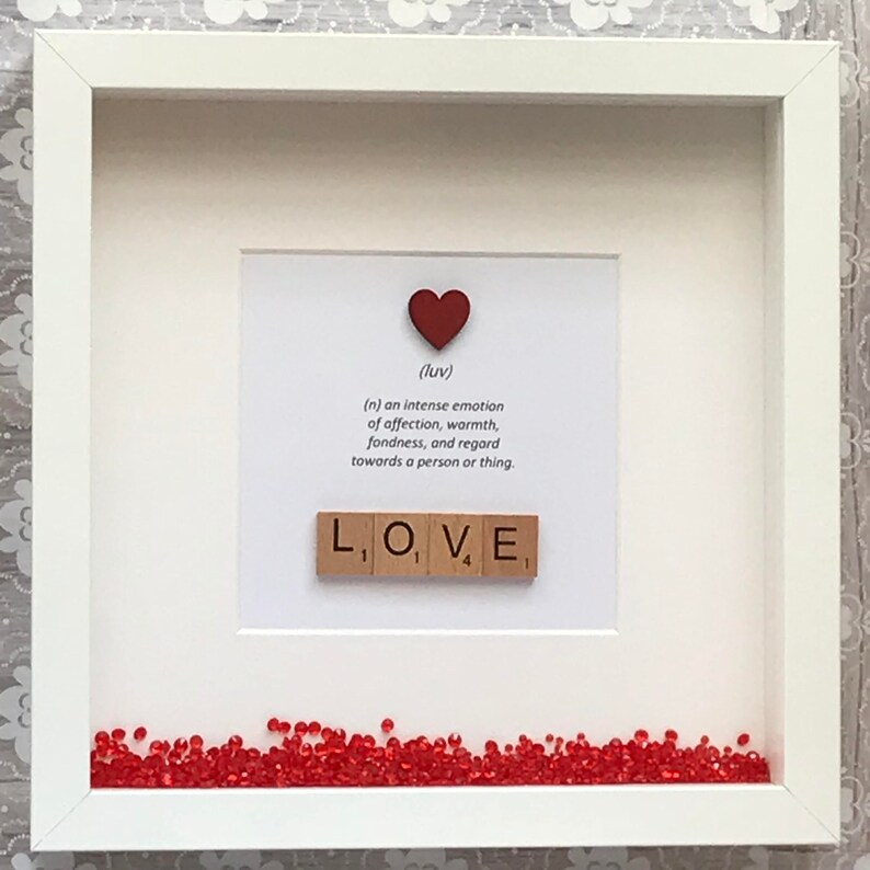 Love Scrabble Art Frame Love Definition Keepsake Etsy