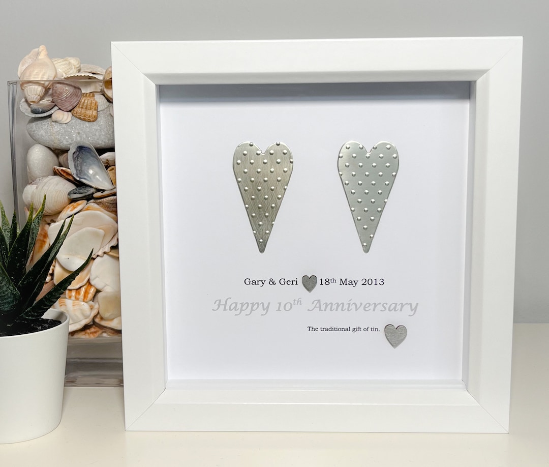 Handcrafted 10th Wedding Anniversary Gift Personalised Tin - Etsy UK