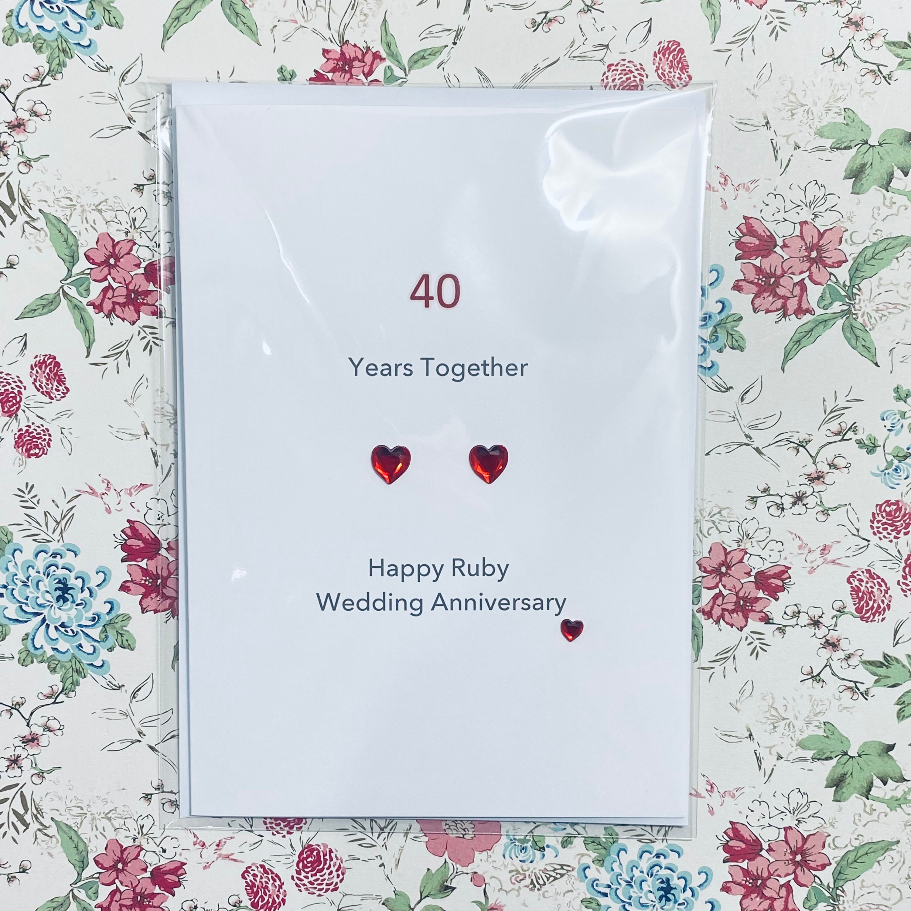 40th Ruby Anniversary Card - Traditional Heart - Handmade - Etsy UK