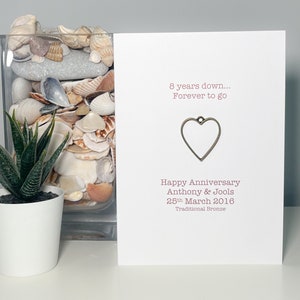 8th anniversary - bronze anniversary - traditional anniversary card - bronze heart card - traditional eighth anniversary card