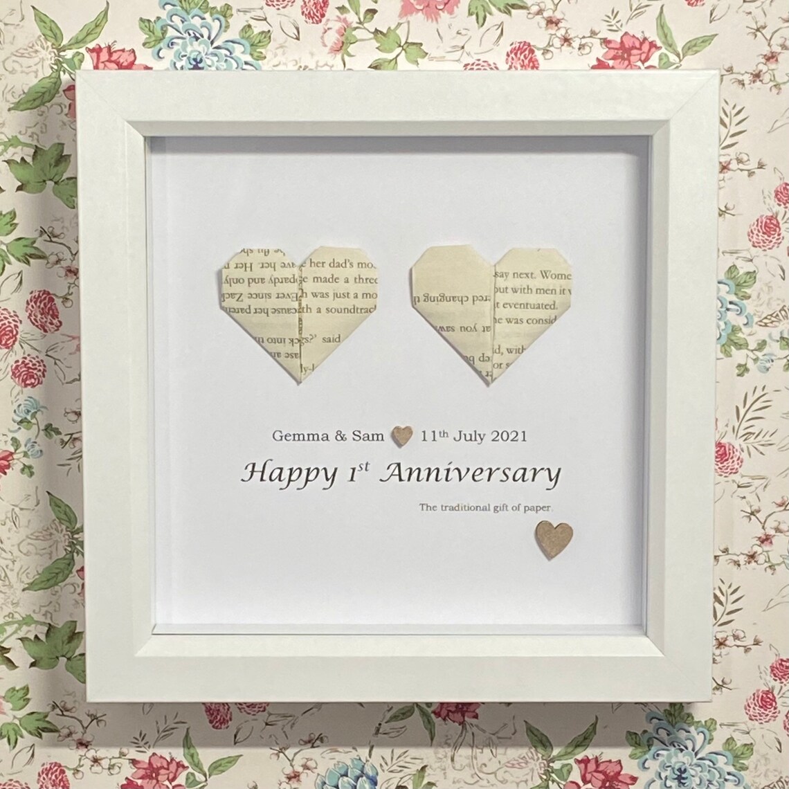 Handcrafted 1st Wedding Anniversary Gift Personalised Paper Etsy