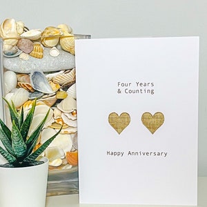 4th linen anniversary card - linen anniversary - traditional anniversary card - linen heart card - fourth anniversary