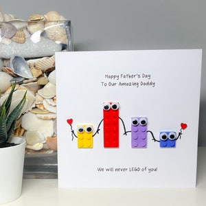 Fathers day card - Lego brick person people card - handmade personalised card