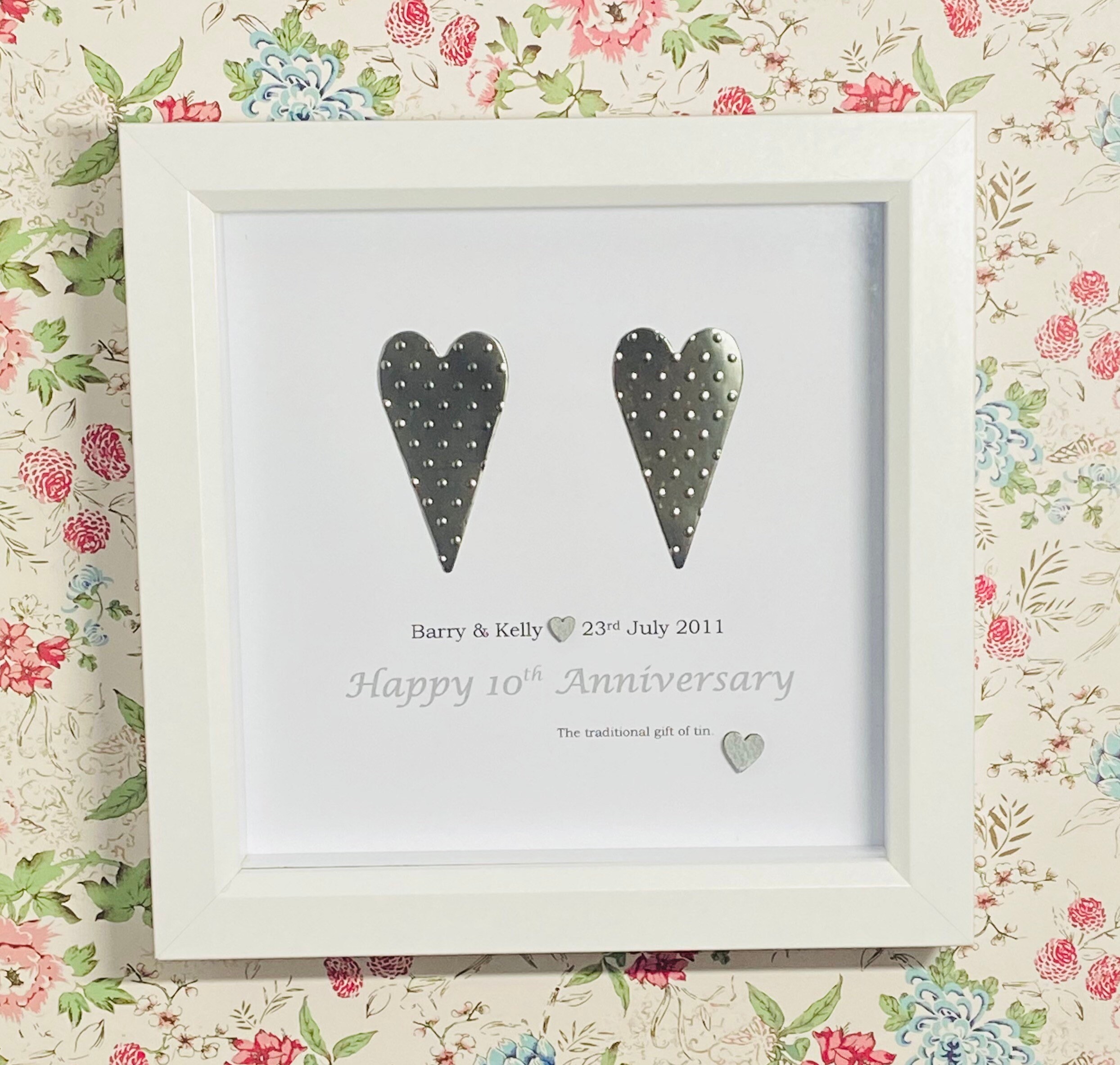 Handcrafted 10th Wedding Anniversary Gift Personalised Tin - Etsy UK