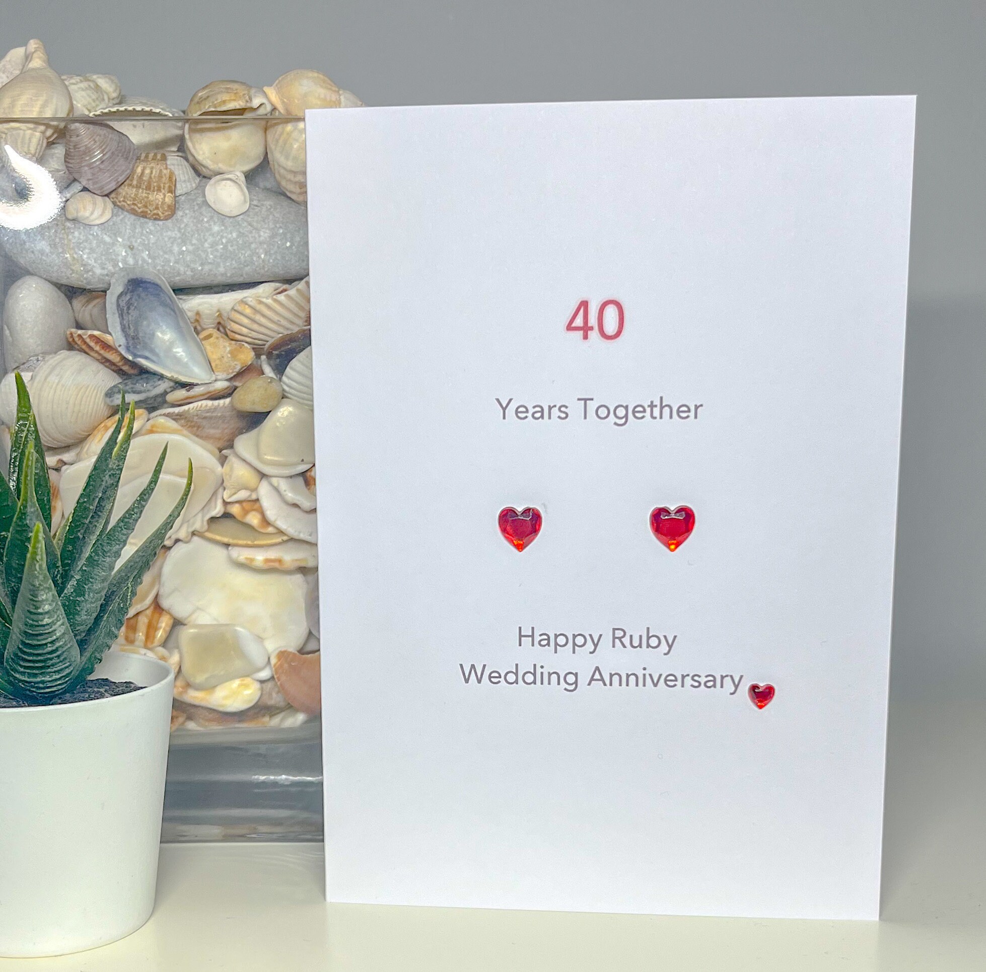 40th Ruby Anniversary Card - Traditional Heart - Handmade - Etsy UK