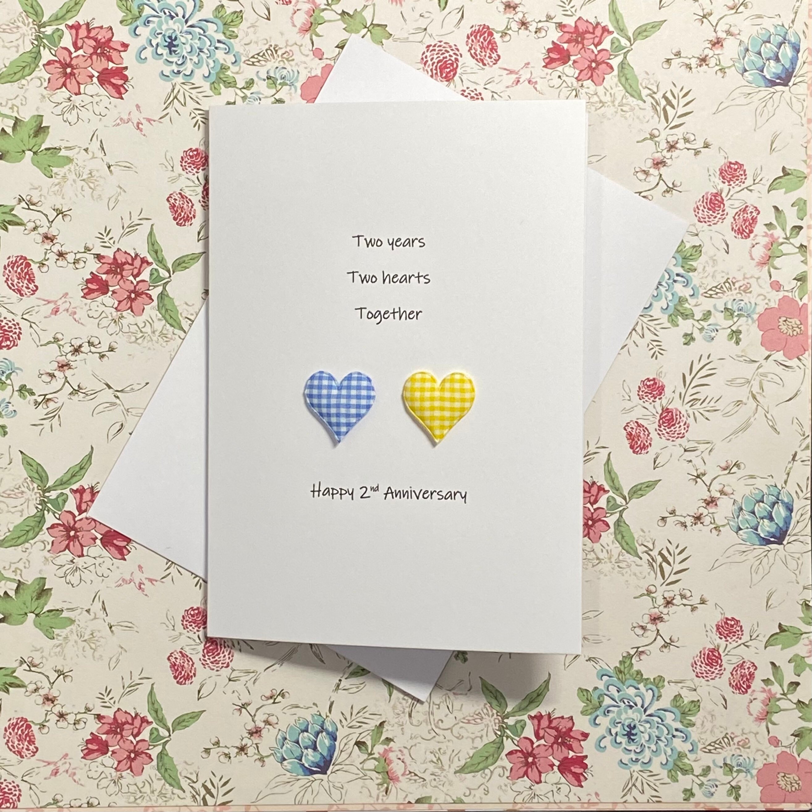 2nd Cotton Wedding Anniversary Card Handcrafted Card Etsy UK