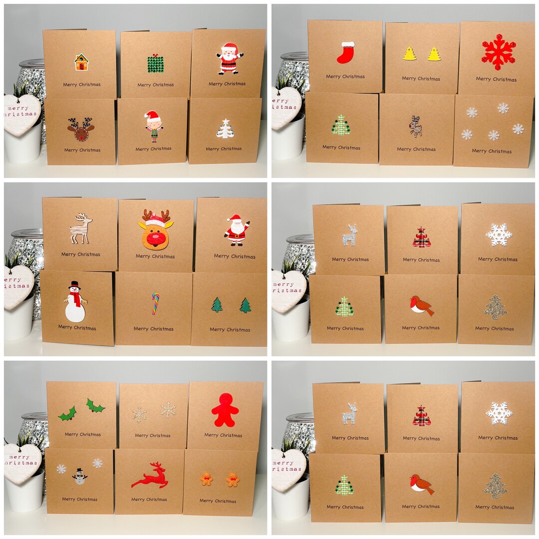 Pack of Mini Christmas Cards Small Handmade Christmas Cards Handmade