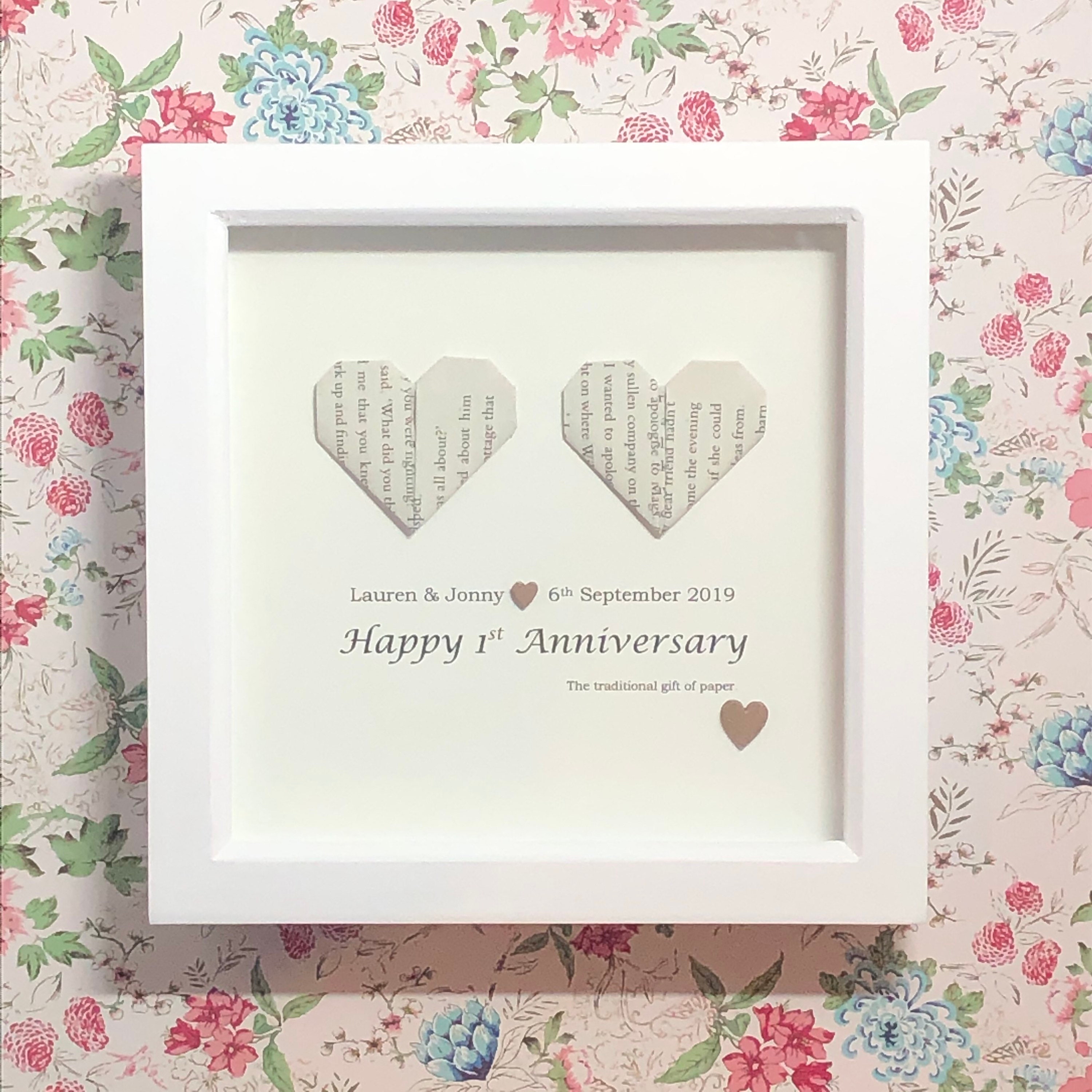 Handcrafted 1st wedding anniversary gift personalised paper Etsy
