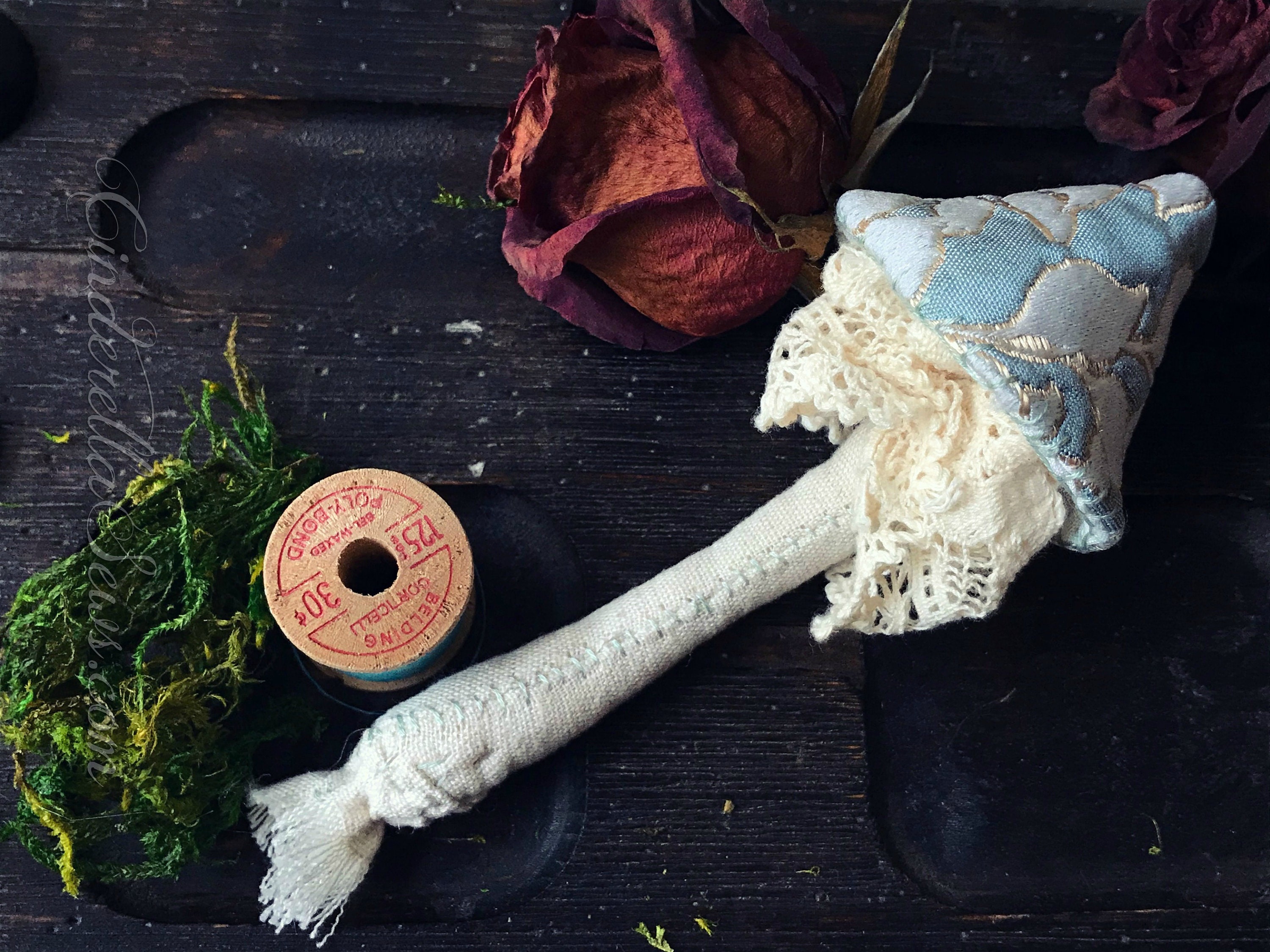 Blue Fairy Tale Toadstool Fabric Mushroom Enchanted Forest Etsy