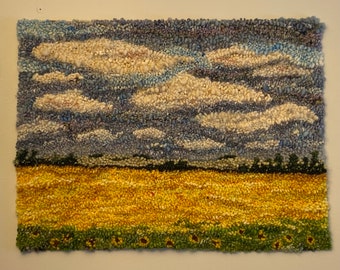 I think it’s going to clear up soon - rug hooking original art 27"x23”