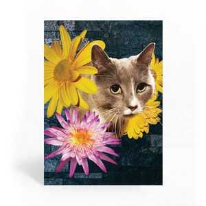 Cat Flower Nature Collage Print Art