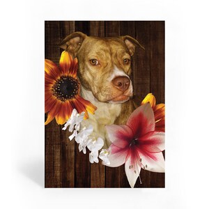 Dog Pitbull Flower Nature Collage Print Art