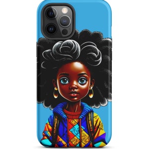 Afro Hair Cutie Girl Colourful Jacket Tough Case voor iPhone®