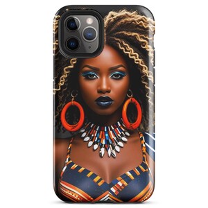 Afro Fashion Black  Woman With African Jewelry, Tough Case for iPhone