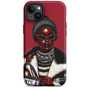 NYC Schwarzes Mädchen mit schwarzem Wintermantel und Hut mit Sonnenbrille auf Tough Case für iPhone®