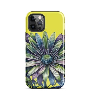 Green Purple Daisy Flower Tough Case For iPhone,15 Pro Max Floral Case,Floral Cell Phone Cases,Cases for Iphone11
