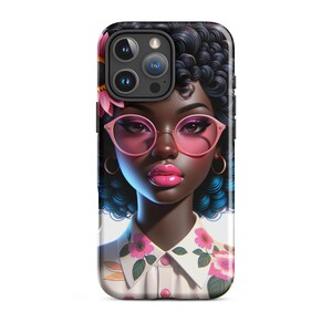 pink afro flower black woman art Tough Case for iPhone®