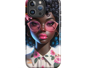 pink afro flower black woman art Tough Case for iPhone®