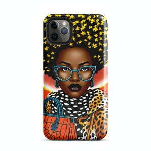 Afro Fashion Woman Leopard Art With Blue Sunglasses Tough Case for iPhone®
