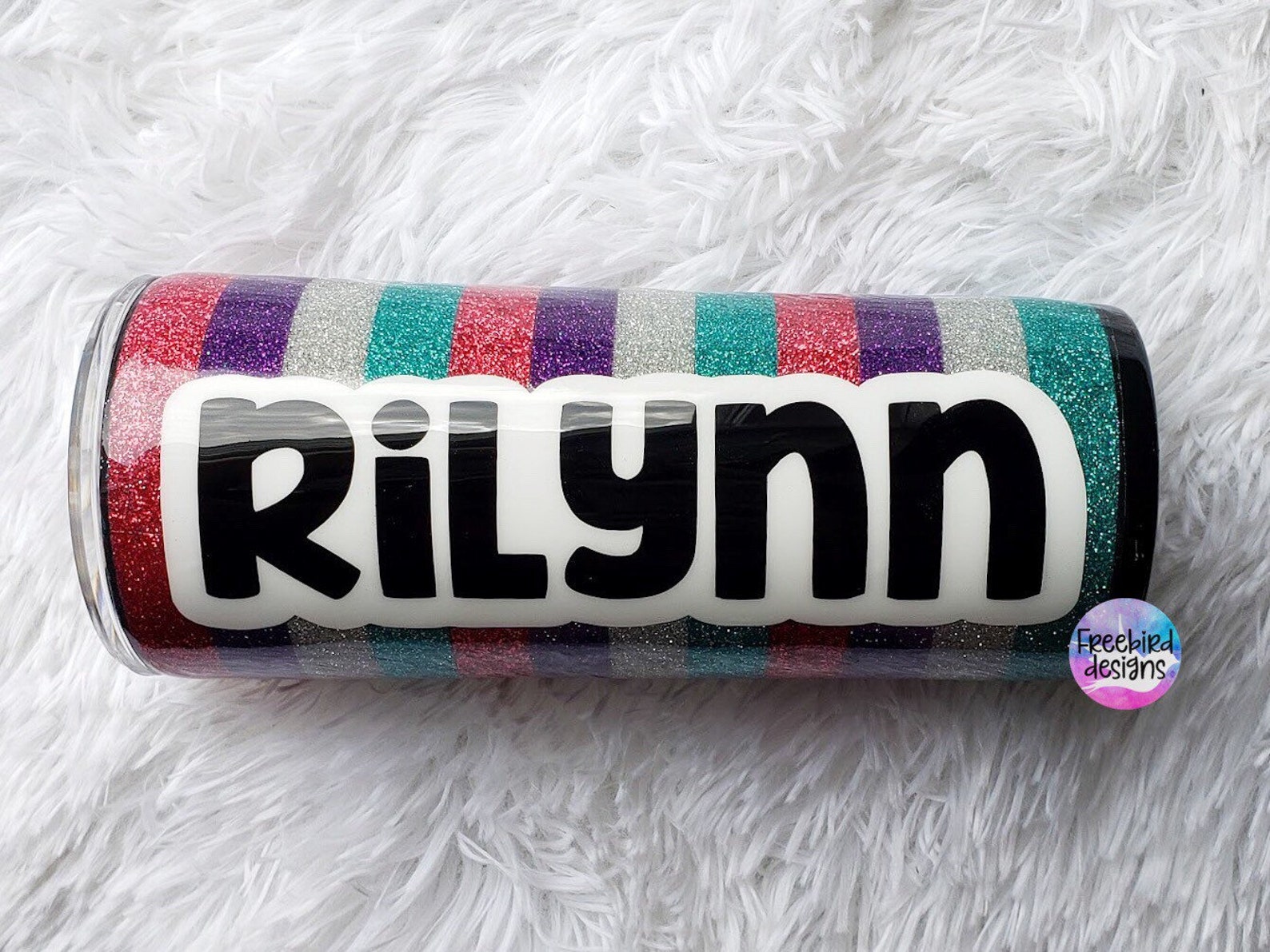 Striped Glitter Tumbler Tumbler With Stripes Monogram Tumbler Etsy