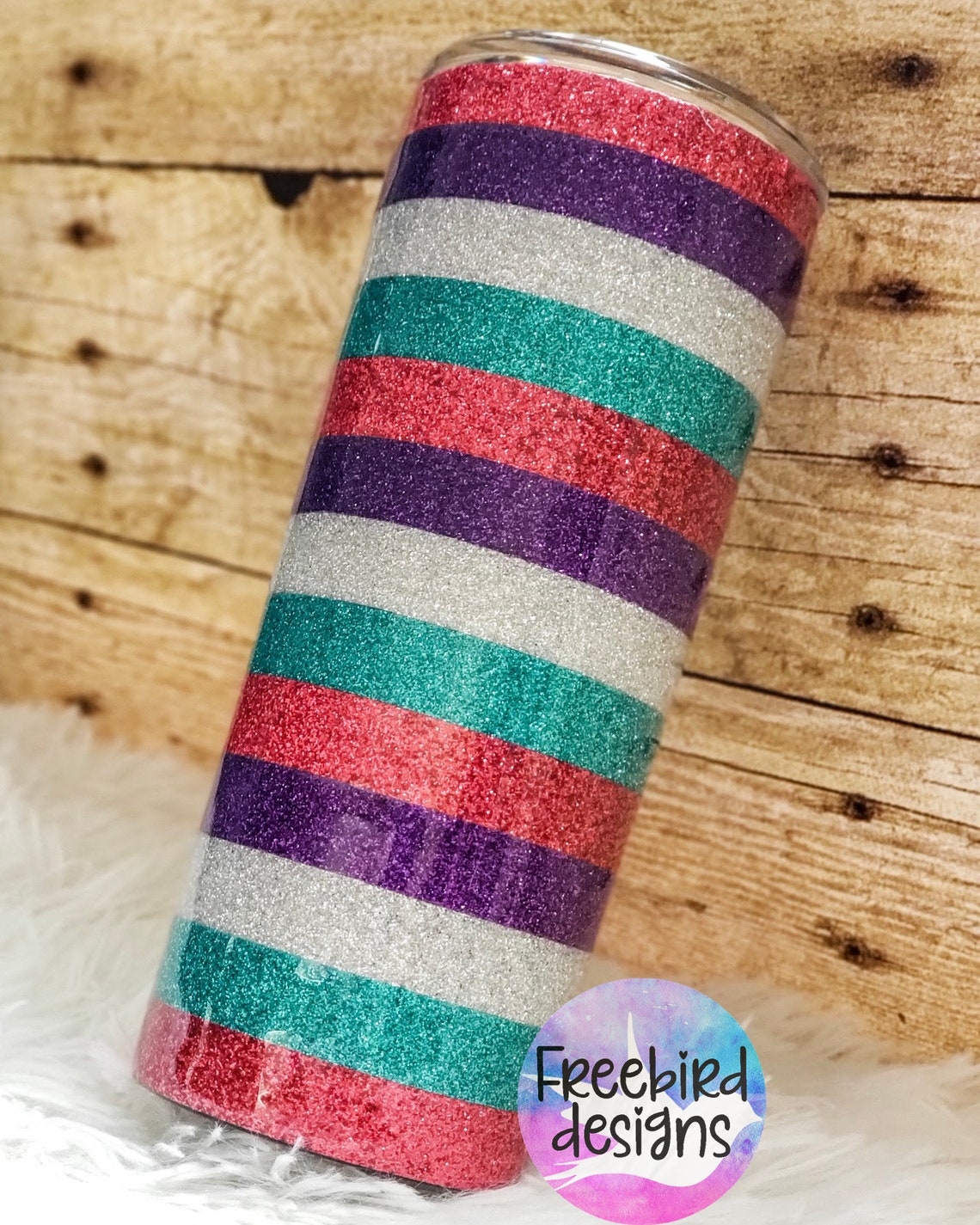 Striped Glitter Tumbler Tumbler With Stripes Monogram Tumbler Etsy