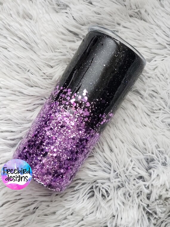 Glittery Tumbler Black and White Tumbler //glitter Tumbler