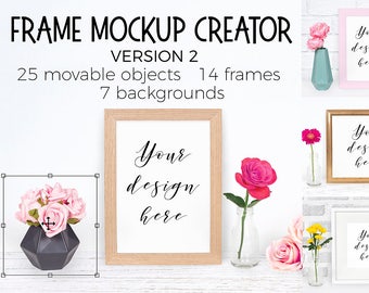 Frame Mockup Scene Creator, Movable Frame Mock Ups, Photoshop Frames, Frame Photography Template, PSD Frame Mock Up Photos