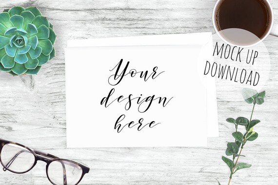Horizontal Card Mockup Styled With Plants And Coffee Modern Horizontal Card Mockup Styled With Plants And Coffee Modern