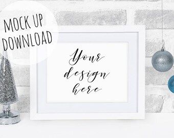Download Free Horizontal Christmas Frame Mockup Landscape Winter Frame Mock Up Christmas Frame Photo Winter Stock Photo White 8x10 Frame Mockup Free Logo 3d Mockups PSD Mockup Template