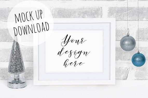 Horizontal Christmas Frame Mockup Landscape Winter Frame Mock Up