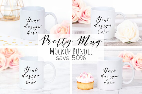 Mug Mockup Bundle 4 Pretty Mug Styled Mock Up