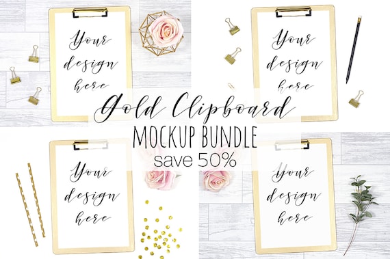 Clipboard Mockup Bundle 50% Off Gold Clipboard Mock Up