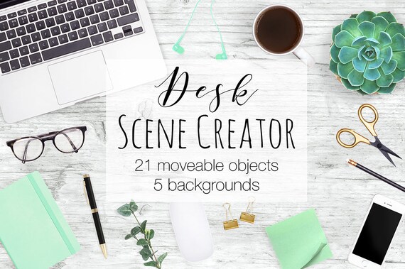 Desk Scene Creator Top View Moveable Mockup Card Mock