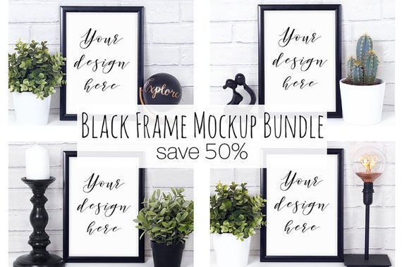 Black Frame Mockup Bundle Modern Mock Up Photography Collection