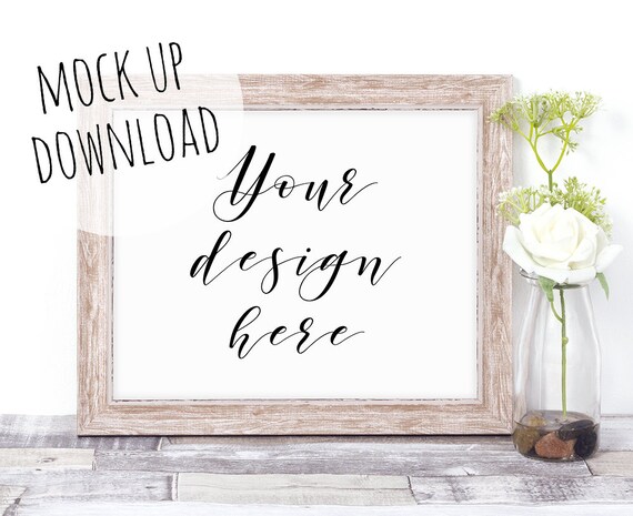 Download Free Elegant Landscape Wooden Frame Mock Up Simple Product ... PSD Mockup Templates