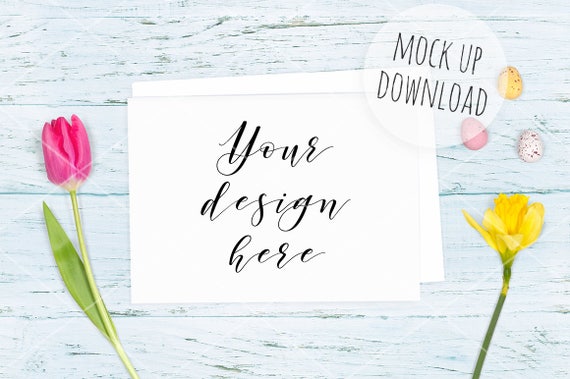 Horizontal Easter Mockup Spring Card Mockup Easter Card Mock