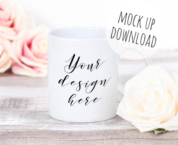Pretty Mug Mockup Styled Photograph With Flowers And Roses Pretty Mug Mockup Styled Photograph With Flowers And Roses