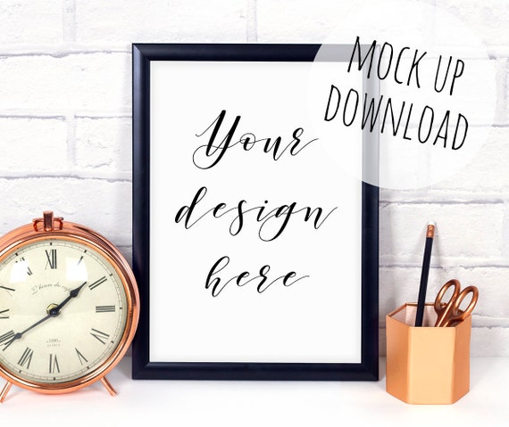 Black Frame Mockup With Copper Accessories Modern Mock Up Black Frame Mockup With Copper Accessories Modern Mock Up