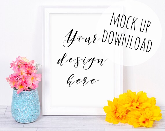 Colourful Frame Mockup Summer Styled Photo Floral A4 Frame