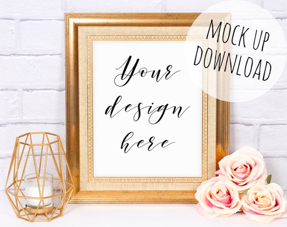 Gold Frame Mockup Styled Gold Scene Mock Up Frame