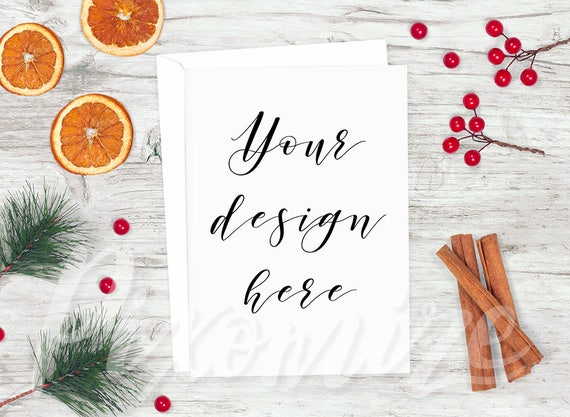 Rustic Christmas Card Mockup Styled Stock Photo Card Mock