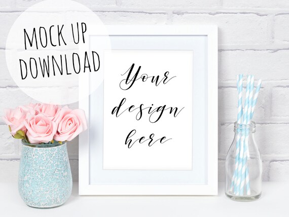 Styled Frame Mockup Scene White 8x10 Frame With Pastel