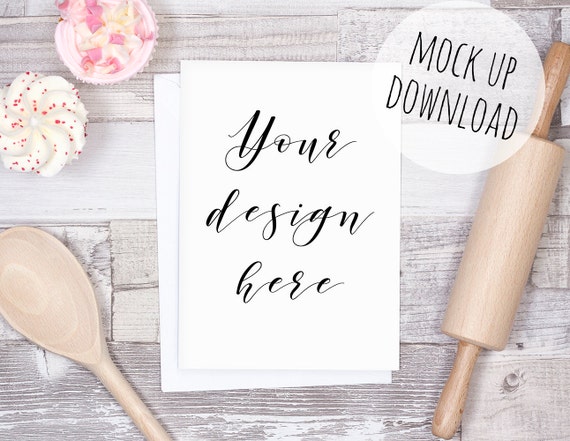 Card Mockup Kitchen Or Baking Setting Invite Mock Up Card Mockup Kitchen Or Baking Setting Invite Mock Up
