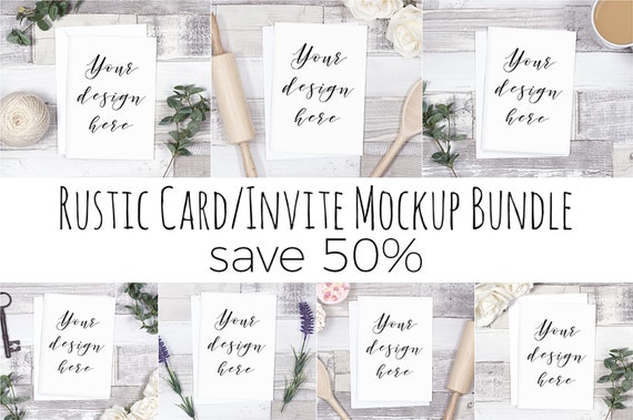 Rustic Card Mockup Bundle 7 X Card Or Invite Rustic Card Mockup Bundle 7 X Card Or Invite