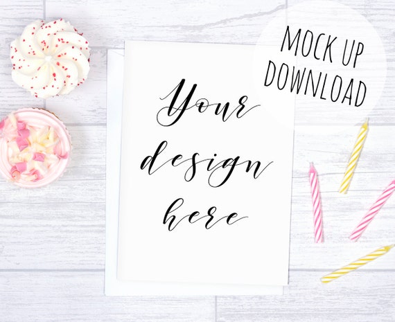Birthday Card Mockup Styled With Cakes And Candles Pretty Birthday Card Mockup Styled With Cakes And Candles Pretty