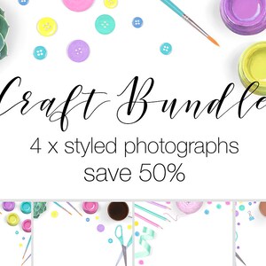 Styled Stock Photography Bundle, Craft Supplies Stock Photo, Crafty Mockup Photographs, Craft Supply Photos, Commercial Use