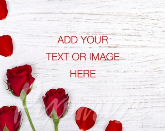 Valentines Stock Photo, Valentines Day Background Image, Red Roses Styled Stock Photography, Valentines Themed Stock Background Photograph