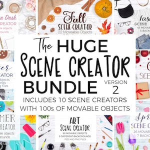 HUGE Scene Creator Bundle Version 2! 10 x Scene Creators, Desk Flat Lay, Movable Mockups, Styled Stock Photos, Themed Scene Creators